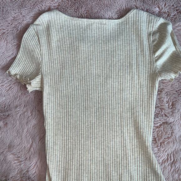 NWT Sincerely Jules Beige Ribbed Short Sleeve Embroidered Rainbow Dress MED - Picture 10 of 10